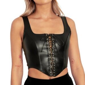 Blackmilk Route 666 Lace Up Corset Top